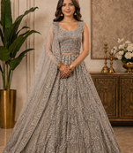 Golden Embroidery Dori With Sequin And Zircon Net Lehanga Choli
