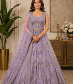 Lavender Embroidery Dori With Sequin And Zircon Net Lehanga Choli