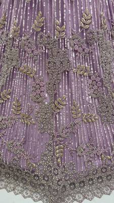 Lavender Color Embroidery,Dori With Sequince And Zircon Diamond Work Net Lehanga Choli 3
