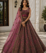 Pink Embroidered Net Lehanga Choli