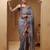grey handcrafted bandhani pre-stitched silk saree