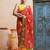 red-yellow handcrafted bandhani pre-stitched silk saree