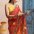 red-yellow handcrafted bandhani pre-stitched silk saree