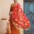 red-yellow handcrafted bandhani pre-stitched silk saree