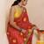 red-yellow handcrafted bandhani pre-stitched silk saree