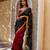 red-black handcrafted bandhani pre-stitched silk saree