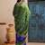blue-green handcrafted bandhani pre-stitched silk saree