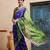 blue-green handcrafted bandhani pre-stitched silk saree