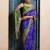 blue-green handcrafted bandhani pre-stitched silk saree