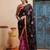 pink-black handcrafted bandhani pre-stitched silk saree