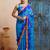 blue handcrafted bandhani pre-stitched silk saree