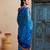 blue handcrafted bandhani pre-stitched silk saree