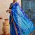 blue handcrafted bandhani pre-stitched silk saree