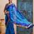 blue handcrafted bandhani pre-stitched silk saree