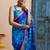 blue handcrafted bandhani pre-stitched silk saree