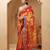 red-yellow handcrafted bandhani pre-stitched silk saree