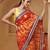 red-yellow handcrafted bandhani pre-stitched silk saree