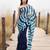 blue ruffled pre-stitched leheriya chiffon saree