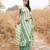 green & yellow ruffled pre-stitched leheriya chiffon saree