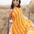orange & yellow ruffled pre-stitched leheriya chiffon saree