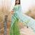 Green & blue ruffled pre-stitched leheriya chiffon saree