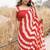 Red & cream ruffled pre-stitched leheriya chiffon saree
