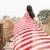 Red & cream ruffled pre-stitched leheriya chiffon saree
