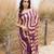 wine & beige ruffled pre-stitched leheriya chiffon saree