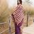 wine & beige ruffled pre-stitched leheriya chiffon saree