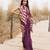 wine & beige ruffled pre-stitched leheriya chiffon saree