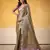 GOLDEN tissue silk blend saree with contrast border & matching blouse
