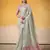 GREEN tissue silk blend saree with contrast border & matching blouse