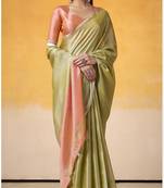 OLIVE tissue silk blend saree with contrast border & matching blouse