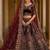 Maroon Dori Zari Embroidered Multi Thread Sequin Velvet Lehenga Choli