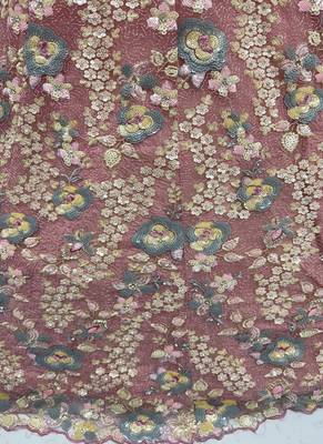 Pink Color Sequins Work,Flower Pattern Work,Multi Thread,Fancy Embroidery Heavy Net Lehenga Choli 4