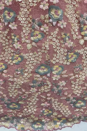 Pink Color Sequins Work,Flower Pattern Work,Multi Thread,Fancy Embroidery Heavy Net Lehenga Choli