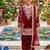 Girls maroon silk embroidered kurta plazzo set with dupatta - festive wear