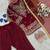 Girls maroon silk embroidered kurta plazzo set with dupatta - festive wear