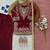 Girls maroon silk embroidered kurta plazzo set with dupatta - festive wear