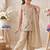 Girls' beige embroidered kurta with palazzos & dupatta set 
