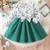 Green floral print net fit & flare girls dress