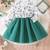 Green floral print net fit & flare girls dress