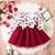 Red floral print net fit & flare girls dress