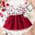 Red floral print net fit & flare girls dress