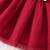 Red floral print net fit & flare girls dress