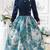 Navy blue floral print cotton blend party wear girls dress