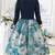 Navy blue floral print cotton blend party wear girls dress