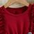 Red checked net fit & flare party wear girls dress