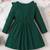 Green ribbed cotton blend casual fit & flare girls dress