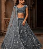 Grey Sequins Embedded With Studded Heavy Net Lehenga Choli